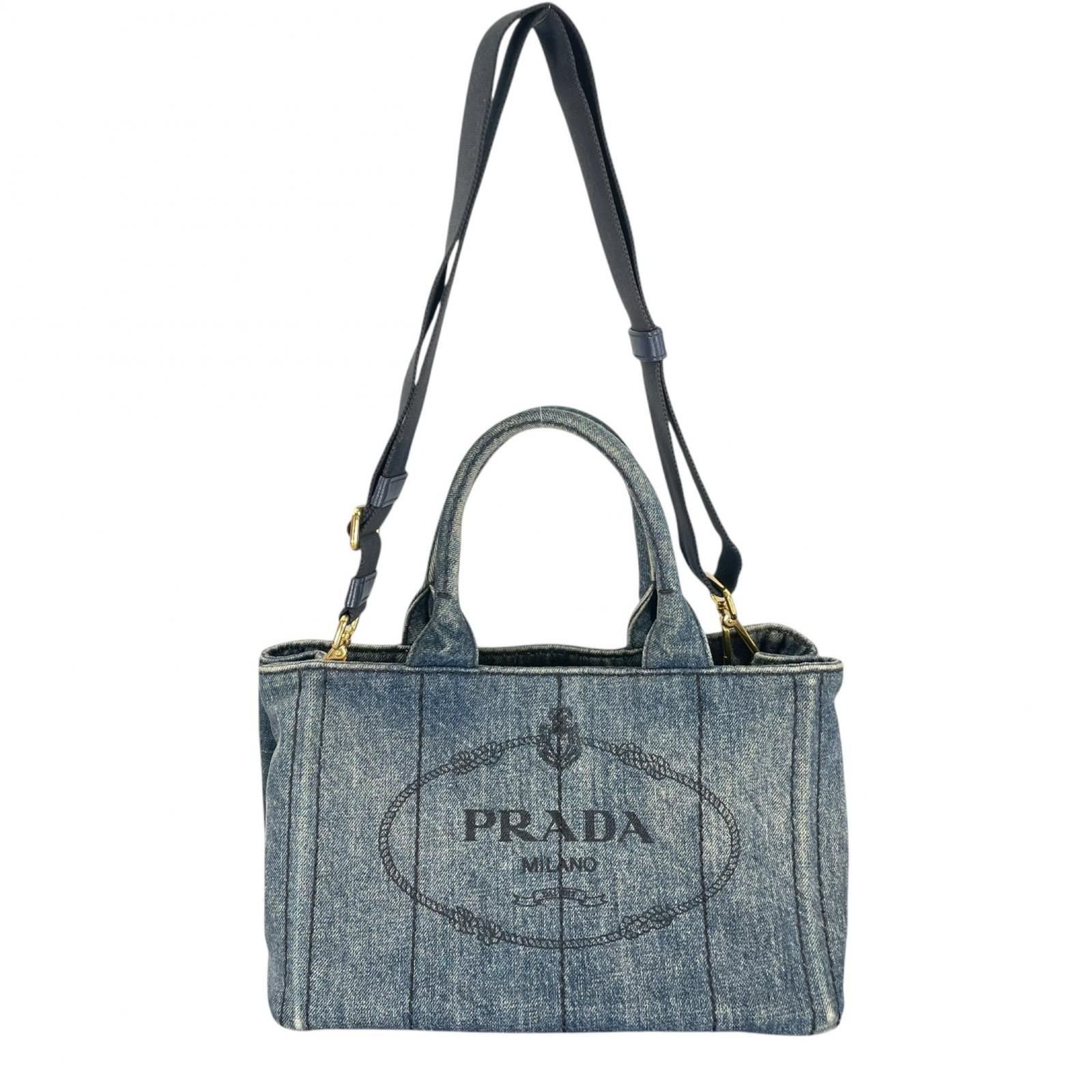 PRADA プラダ カナパ 1BG439 トートバッグ デニム/コットンキャンバス 