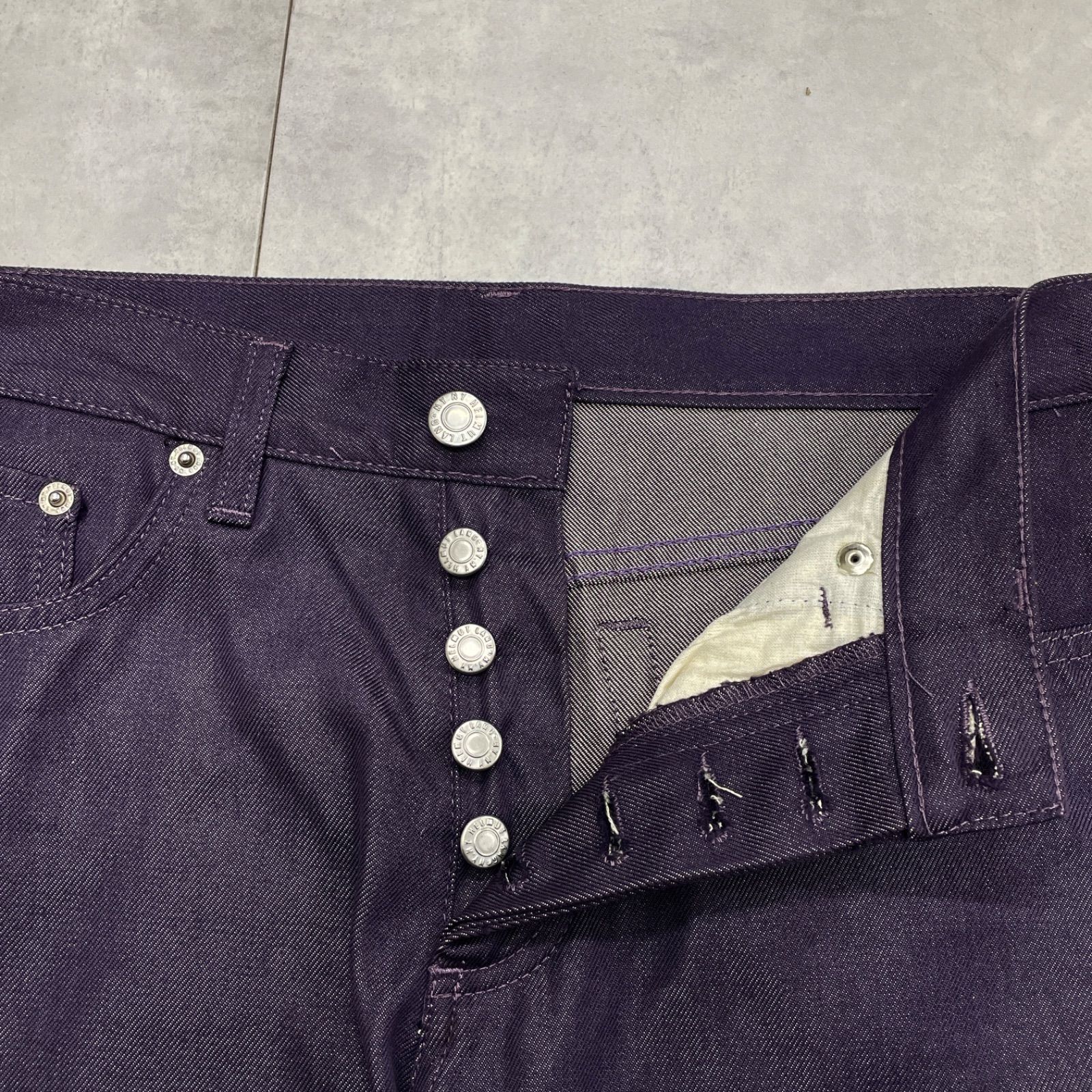  HELMUT LANG ヘルムートラング デニムパンツ コットン シルク パープル イタリア製 レディース 27 ストレートデニム デニム ジーンズ