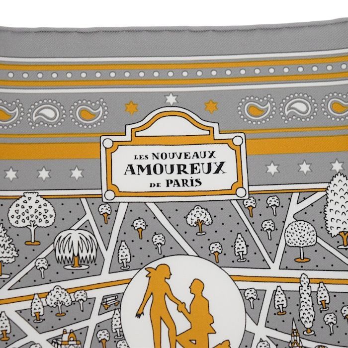 エルメス HERMES スカーフ カレ 55 シルク 100% LES AMOUREUX DE PARIS