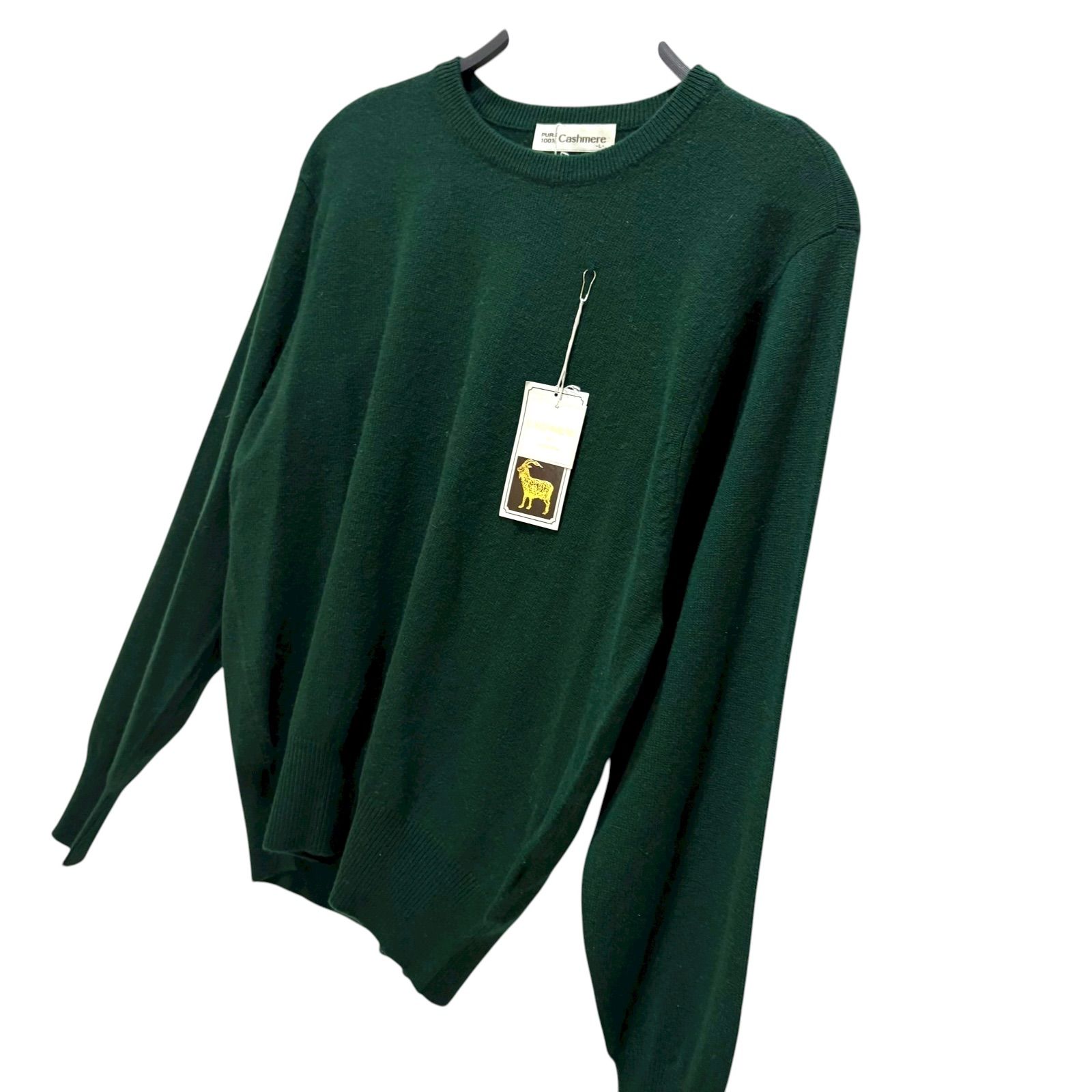 未使用／タグ付き／カシミヤ100％／ウール／長袖／緑／グリーン
