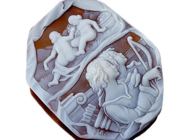 ジュエリー 作家品 サイン刻印有 上品 絶品彫刻 シェルカメオルース 75.6ｍｍ×61.1ｍｍ a 2818 il