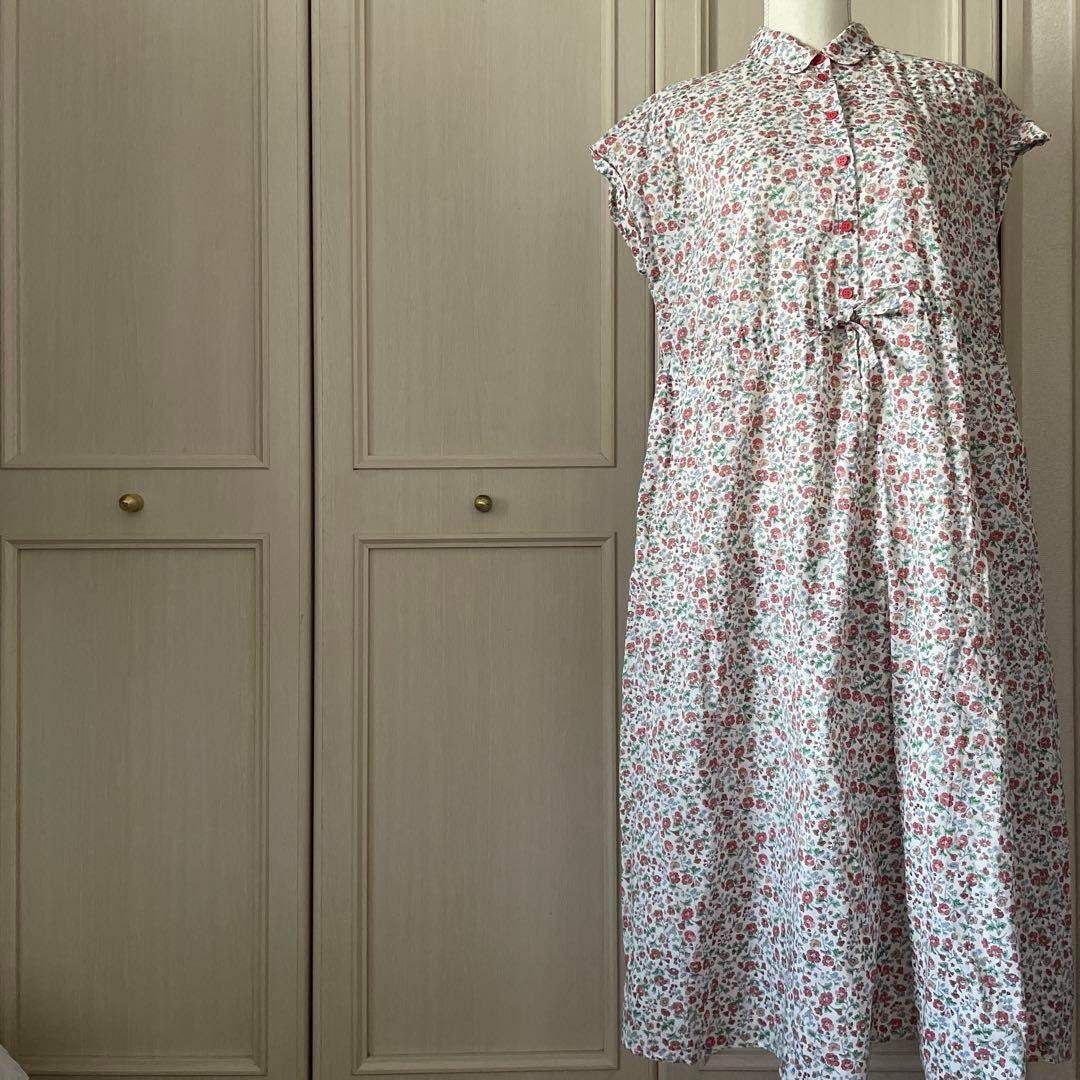 Agnes b. アニエスベー 花柄 ワンピース シャツ ロング 半袖 お呼ばれ デート オフィスカジュアル 食事会