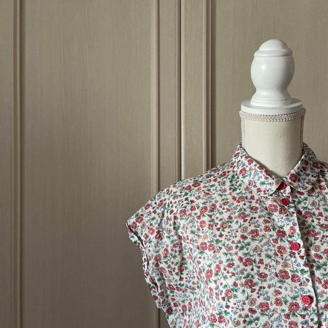 Agnes b. アニエスベー 花柄 ワンピース シャツ ロング 半袖 お呼ばれ デート オフィスカジュアル 食事会