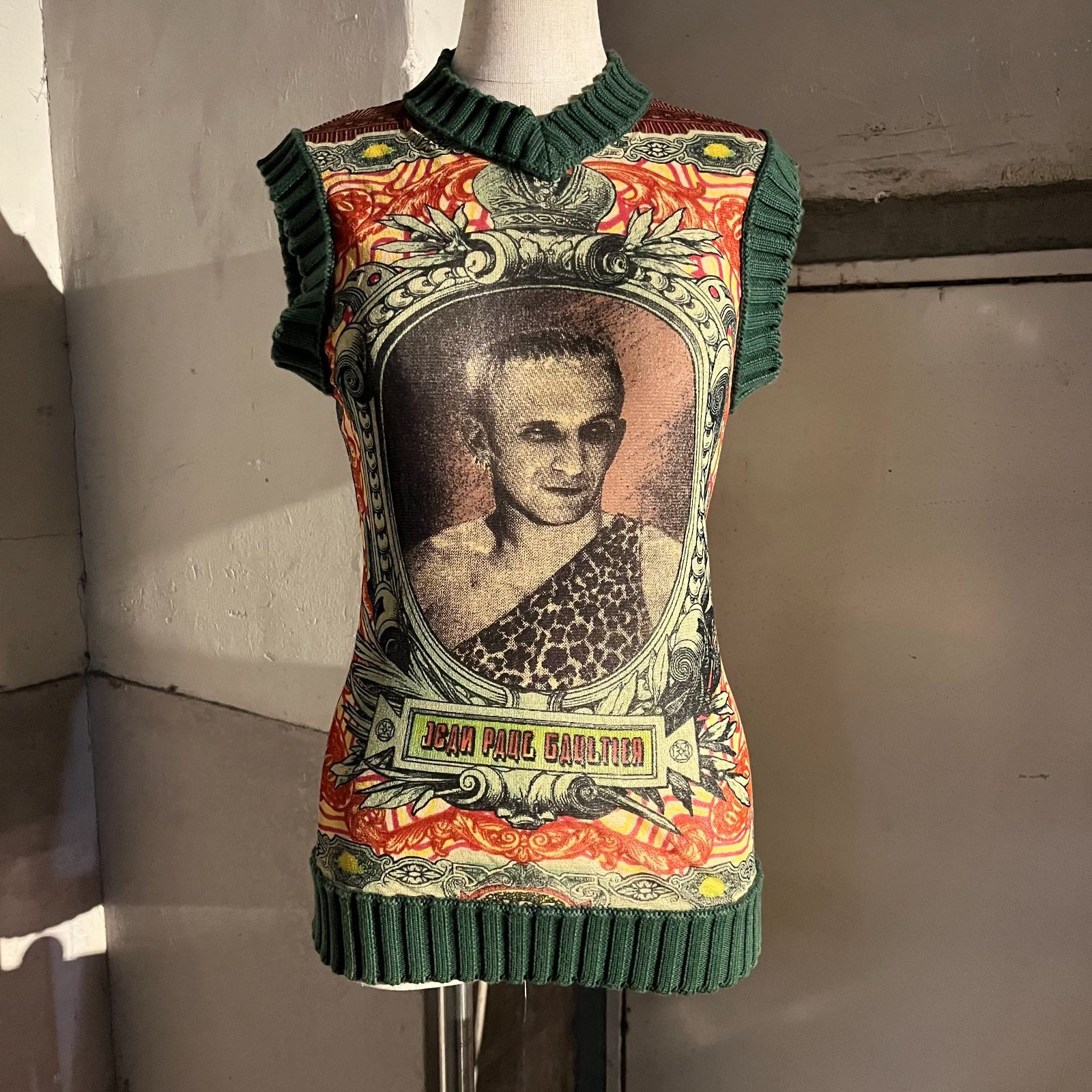 Jean Paul GAULTIER MAILLE 94ss Self Portrait Tattoo Tank ジャンポールゴルチエマイユ 1994ss 90s 転写 肖像画 タトゥー パワーネット ベスト FUZZI オンワード