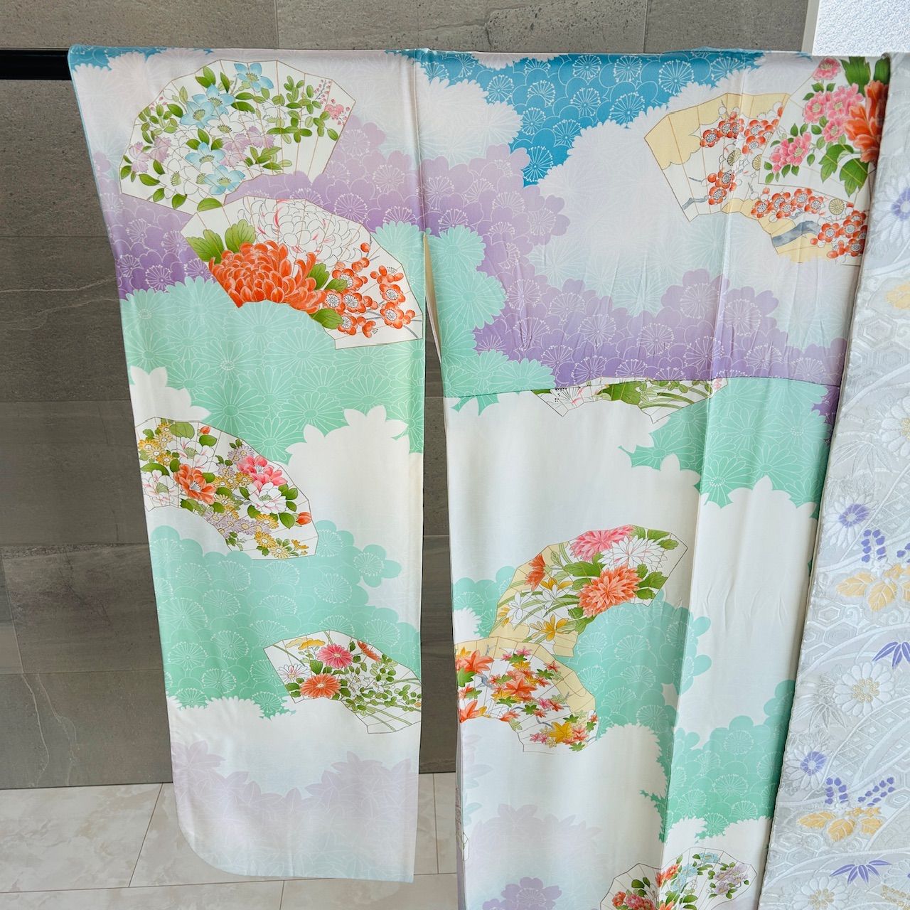 着物 帯 帯締め セット 振袖 白系 花 上品 袋帯 華やか 管理番号KKVMI 87