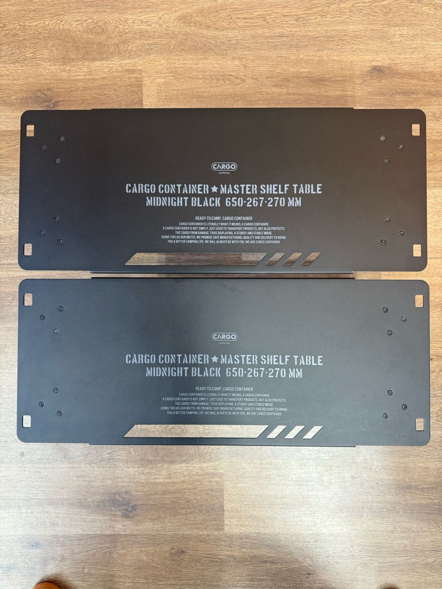 展示 CARGO CONTAINER マスターシェルフテーブル 2台セット アルミ製 軽量 ローテーブル 2段シェルフ