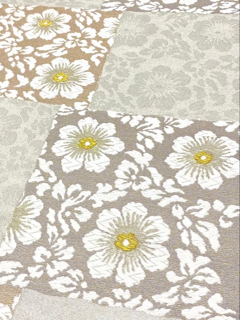  華金錦 袋帯 変わり市松 金糸 銀糸 正絹 D 114 袋帯 帯