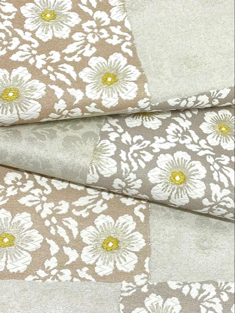 華金錦 袋帯 変わり市松 金糸 銀糸 正絹 D 114