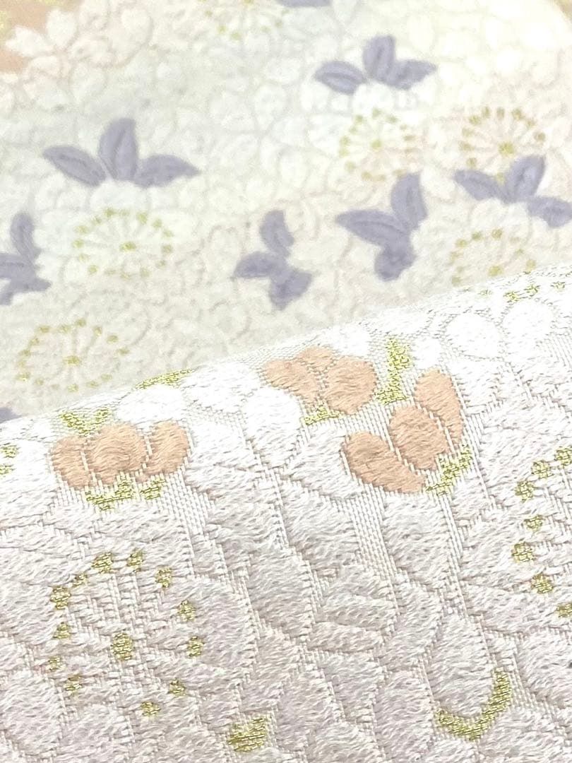  西陣織 丸勇織物 花唐織 袋帯 桜 梅 金糸 正絹 D 115 袋帯 帯