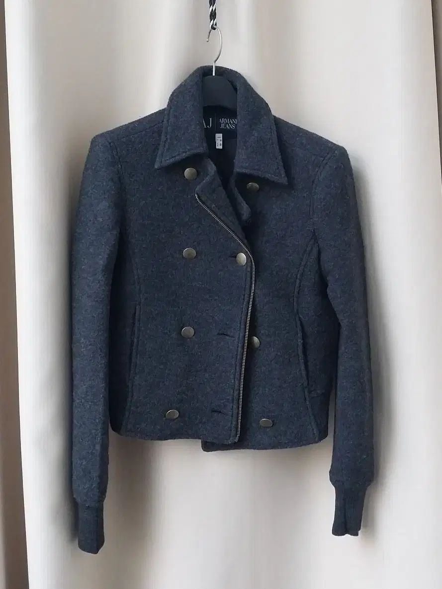 アルマーニジーン ダブルブレスト ウールジャケット チャコール