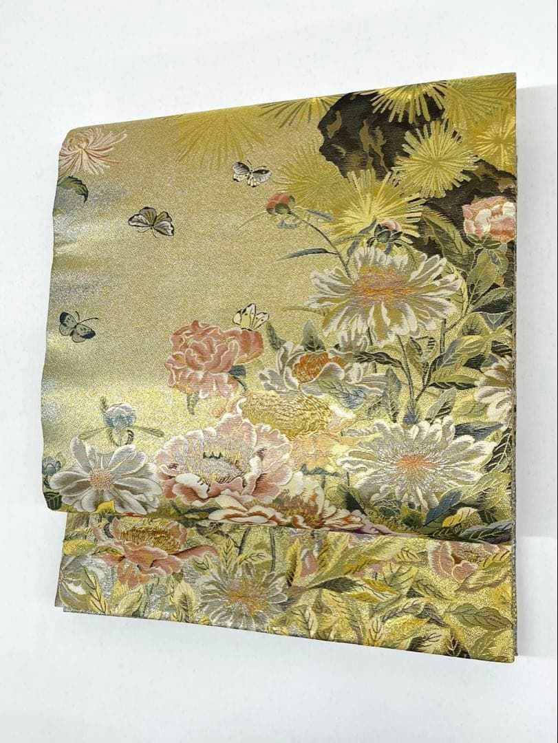 特選 西陣あさぎ 伊藤若冲 壱阡八百口織 全通 丸帯 日本の御宝物 芍薬