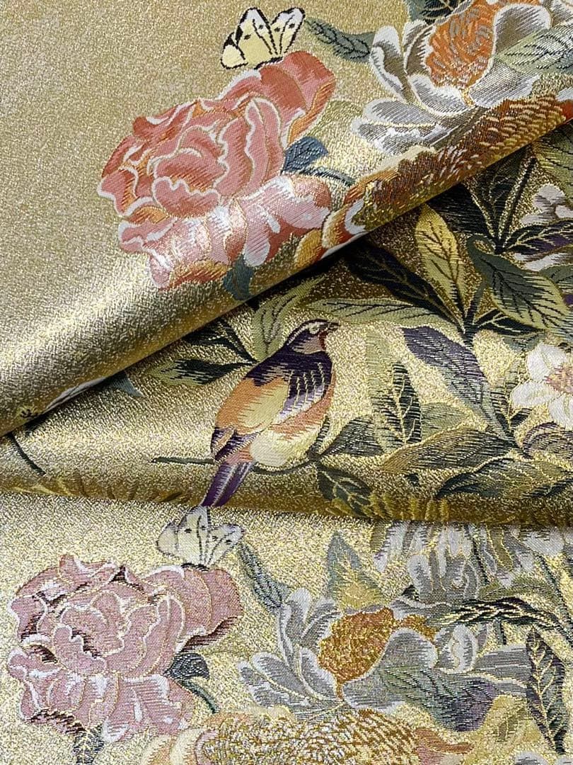 特選 西陣あさぎ 伊藤若冲 壱阡八百口織 全通 丸帯 日本の御宝物 芍薬