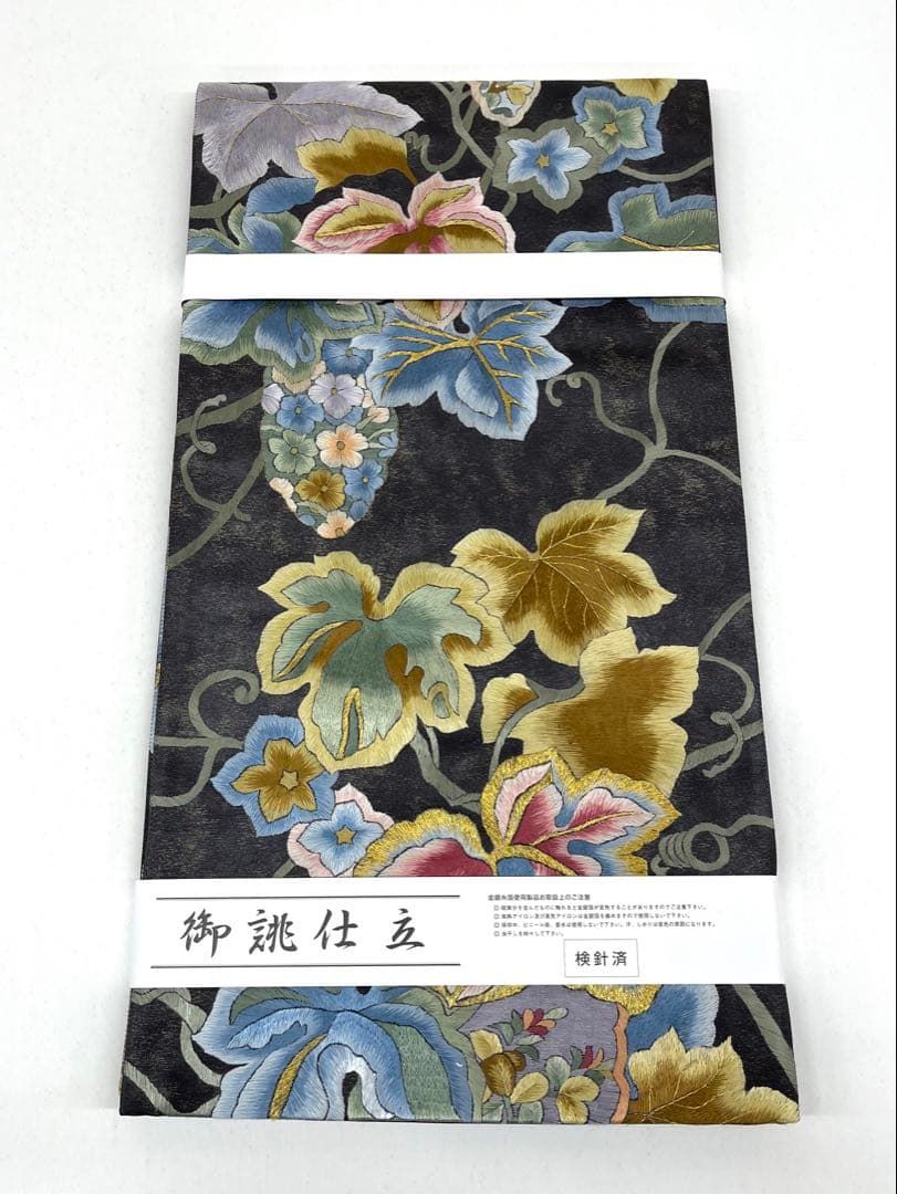 蘇州刺繍 袋帯 金糸 正絹 六通 ロングサイズ D 126