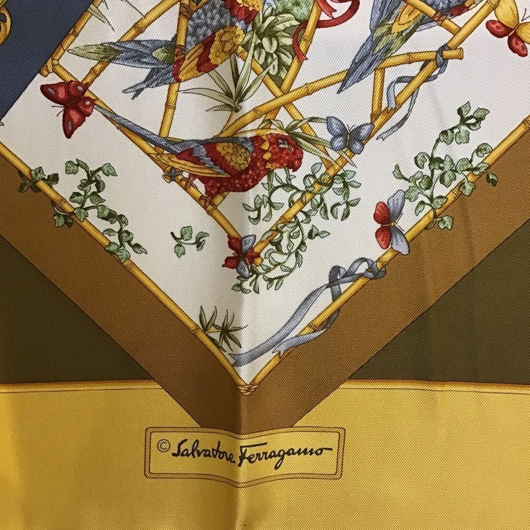 Salvatore Ferragamo スカーフ シルク チーター ブルー Salvatore