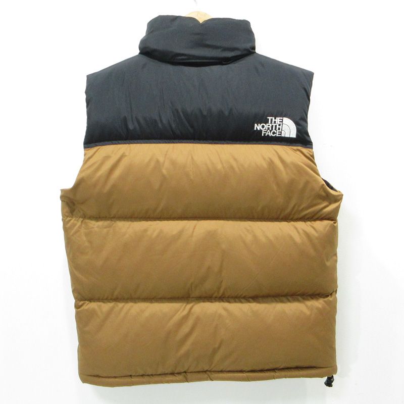三重本店 THE NORTH FACE ザ ノースフェイス Nuptse Vest ヌプシベスト 襟2WAYロゴ刺繍ナイロンダウンベスト ND91843 ブラウン×ブラック サイズ L 92