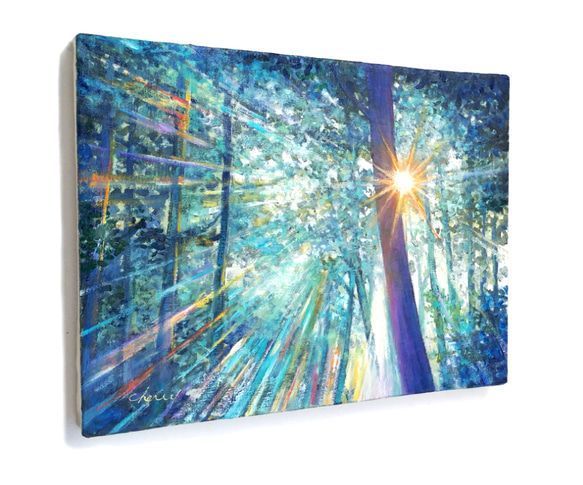 一点物】『 光の森へ 』油絵 F3号 油彩 油画 絵画 風景画 - メルカリ