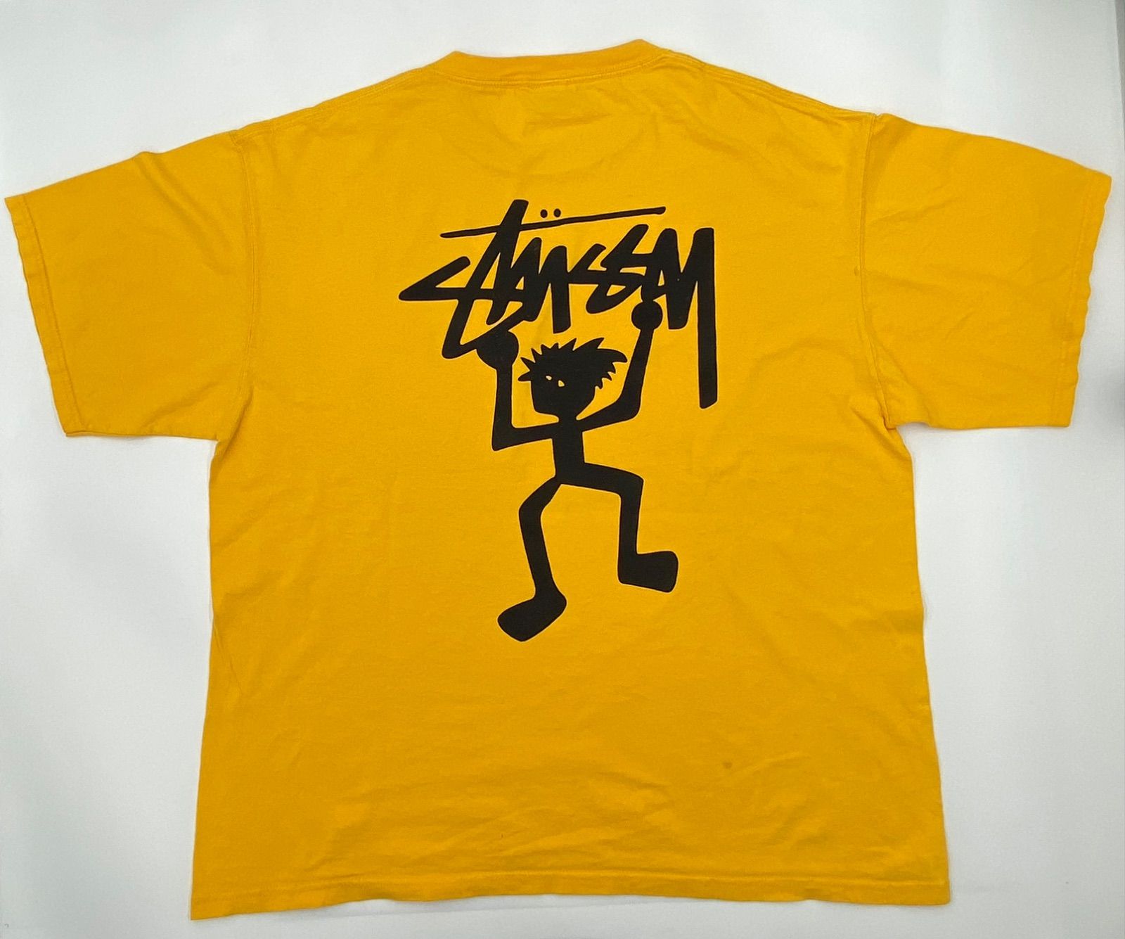オールド80sステューシーシャドーマンtシャツ ヴィンテージ OLD STUSSY 90s 白タグ USA製 XL マスタード シャドーマン Tシャツ