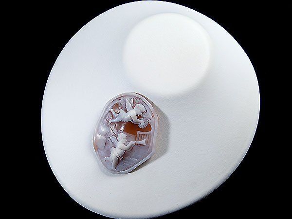 ジュエリー極】フルーリオ作 二人の天使 シェルカメオルース 65.8mm
