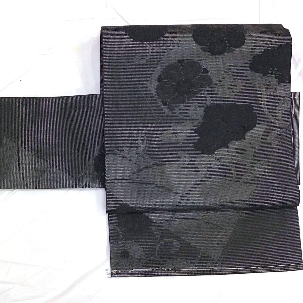 名古屋帯 夏帯 喪服用 花 No 200701 1622 梱包サイズ60