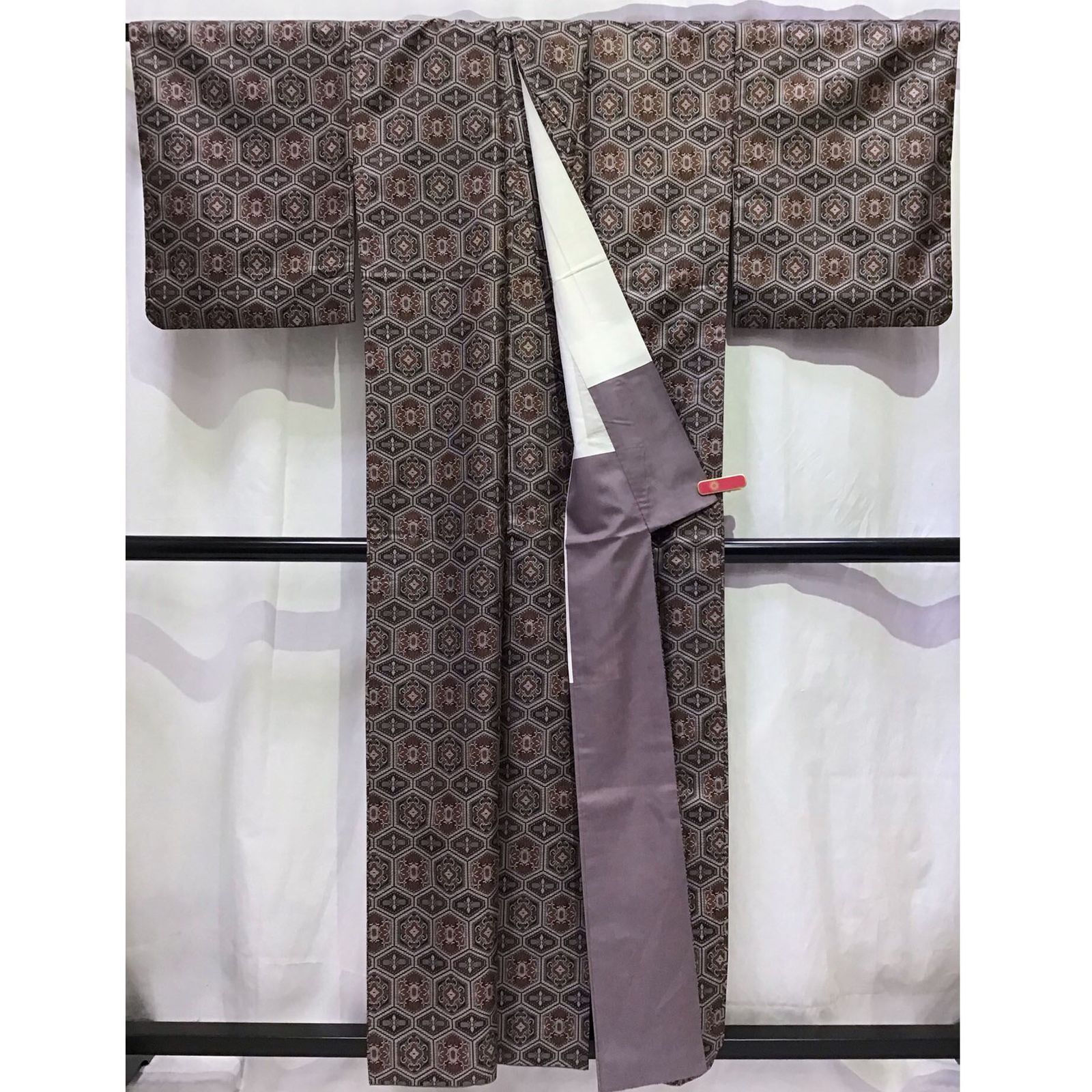  着物 ウール 紬風 紫系地 No 200701 1642 梱包サイズ80 その他 着物