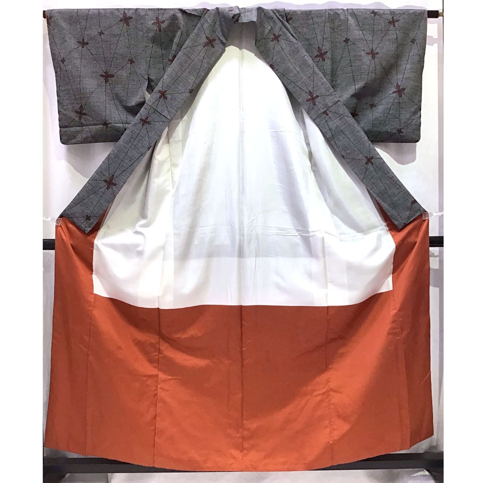 着物 紬 グレー系地 No 200701 1644 梱包サイズ80