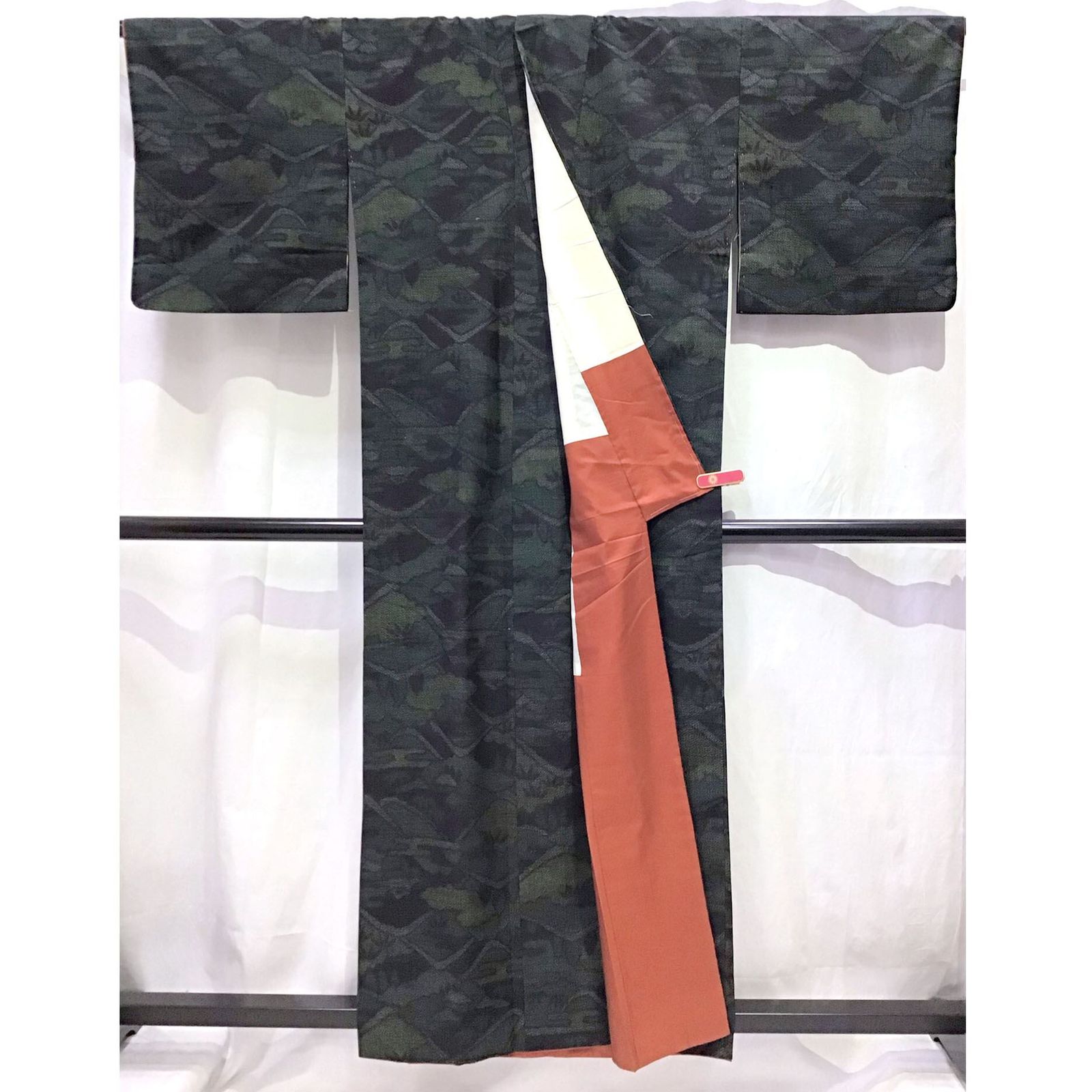  着物 紬 紺系地 No 200701 1647 梱包サイズ80 紬 着物