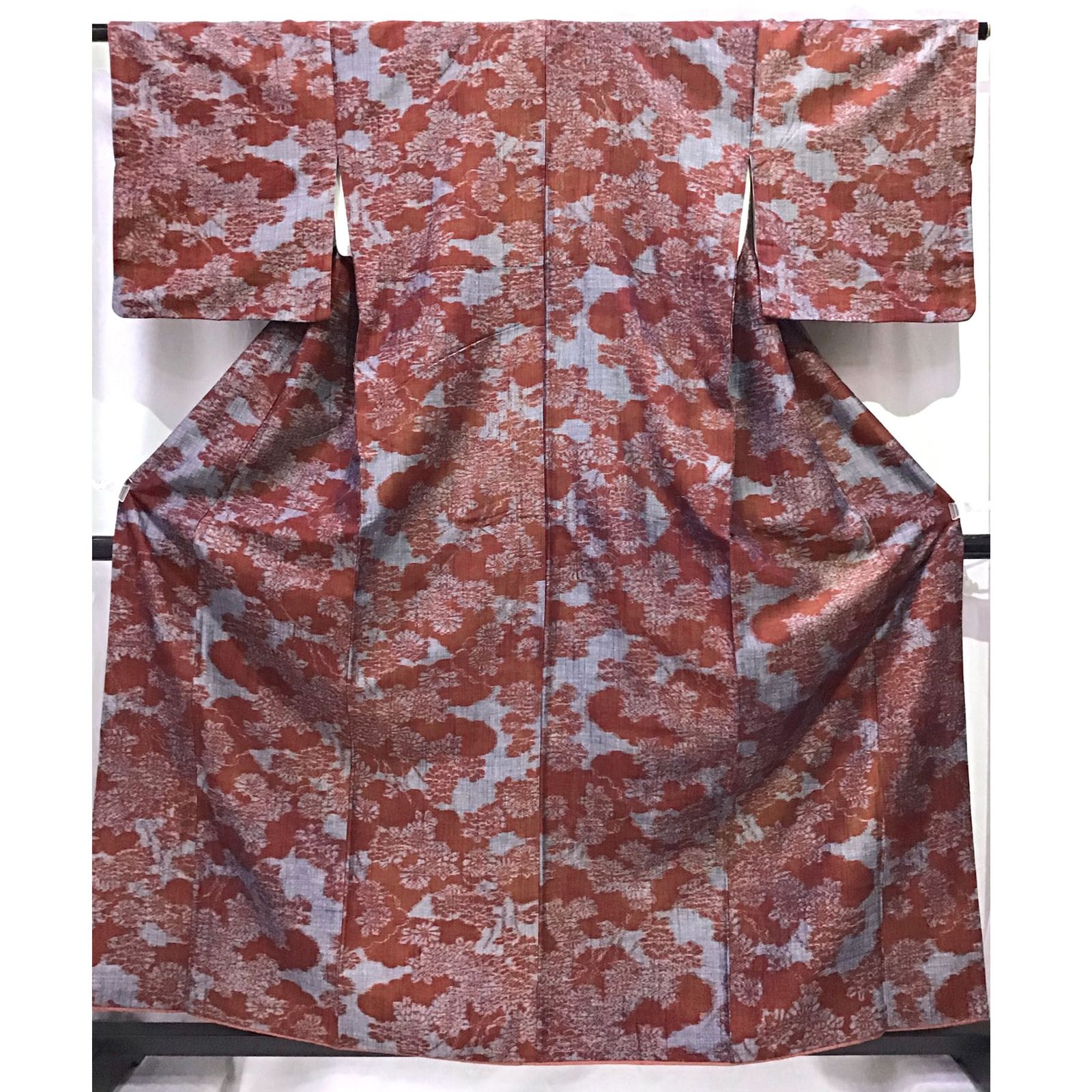 着物 ウール 紬風 オレンジ系地 No.200701-1650 梱包サイズ80