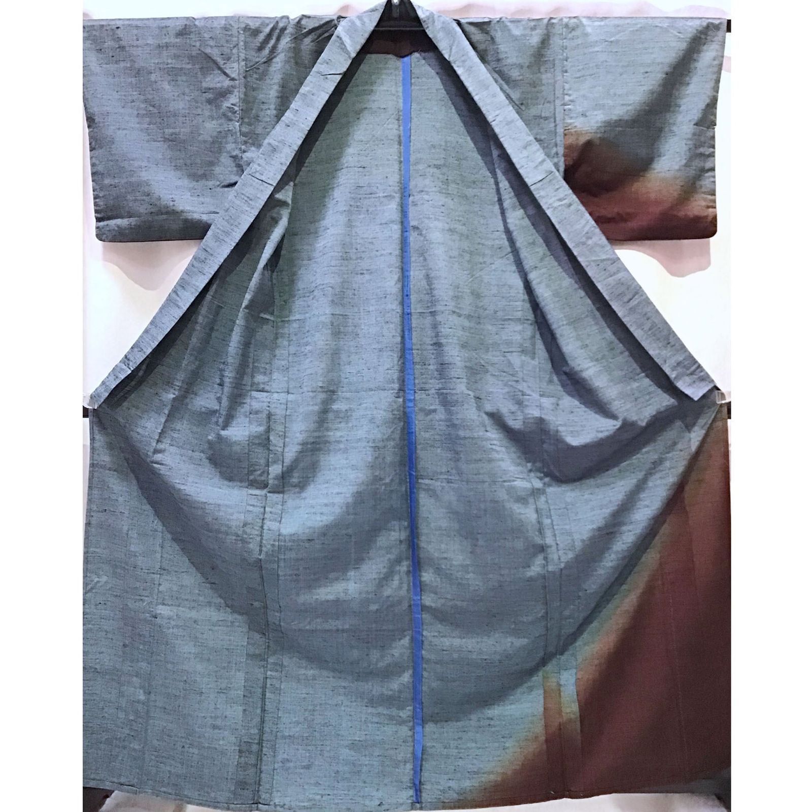 着物 紬 単衣 青系地 No.200701-1670 梱包サイズ80