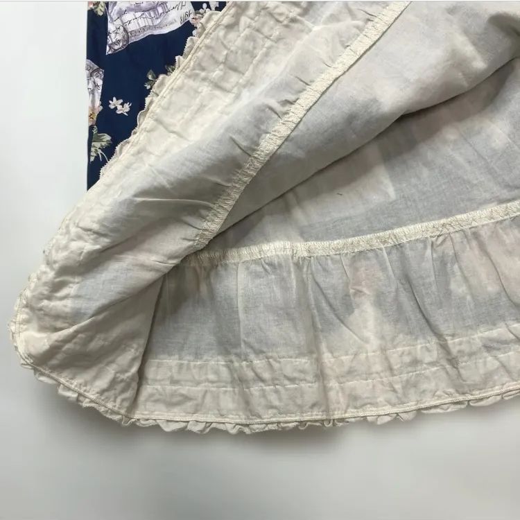 ピンクハウス ブルー バラ柄 裏地裾ピコフリル使い スカート - メルカリ