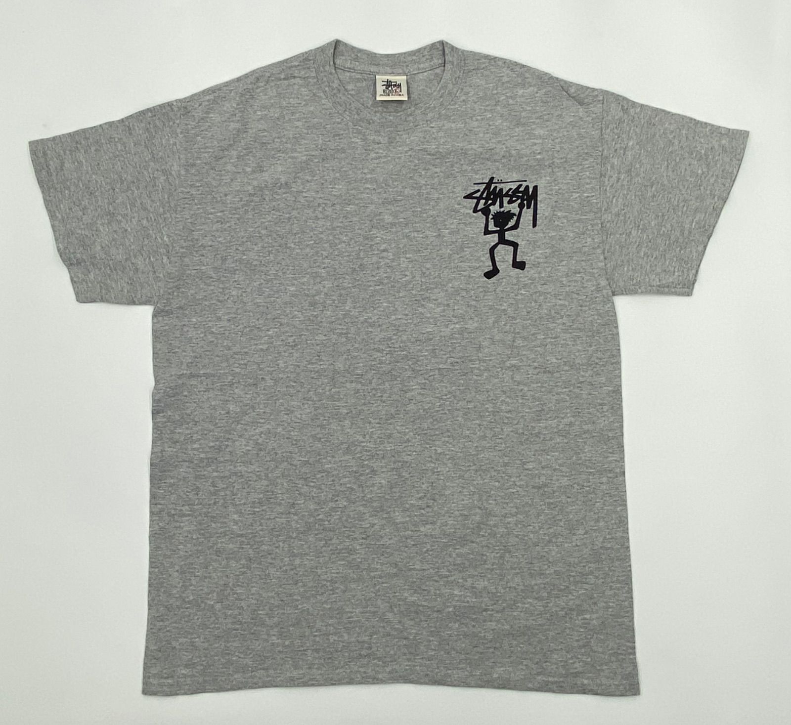 良品 OLD STUSSY 90s 白タグ USA製 XL 濃グレー シャドーマン Tシャツ