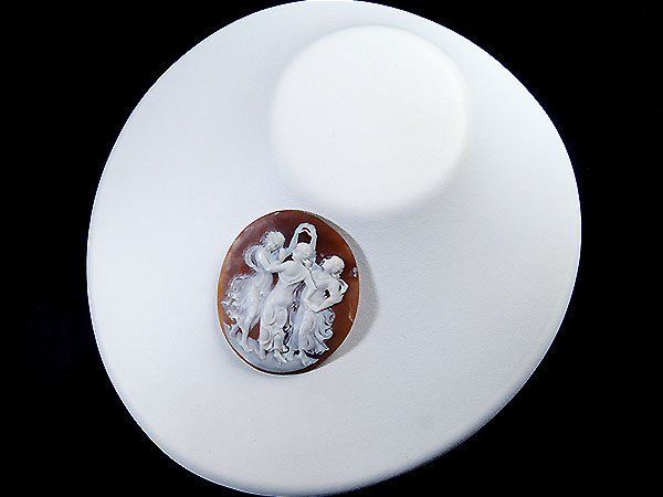 ジュエリー極】作家品 裏面サイン刻印有 踊る三人の女性像 シェル