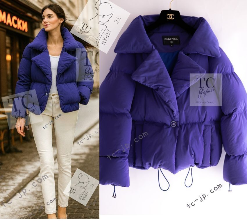 シャネル ダウン ジャケット CHANEL バイオレット パープル コート