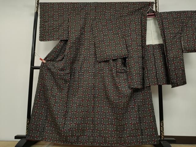 平和屋着物○本場大島紬 龍郷絣 秋名バラ アンサンブル 正絹 逸品