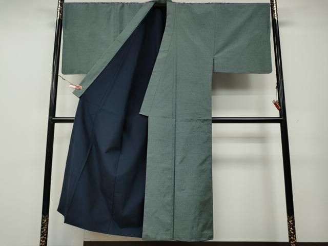 平和屋着物 男性 薩摩結城 アンサンブル 湊鼠色 正絹 CAAZ2779ut