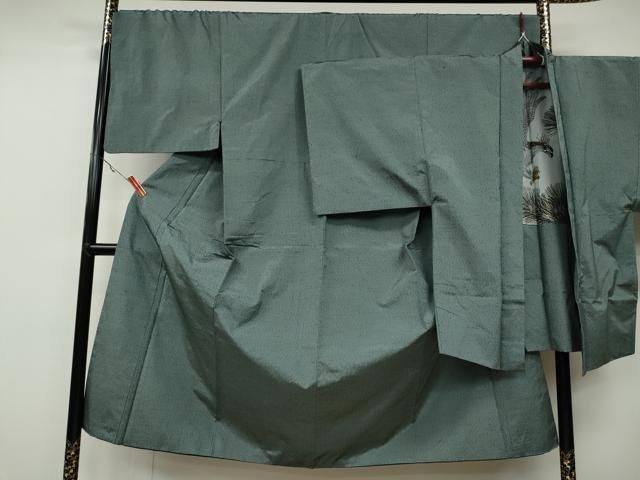 平和屋着物 男性 薩摩結城 アンサンブル 湊鼠色 正絹 CAAZ2779ut