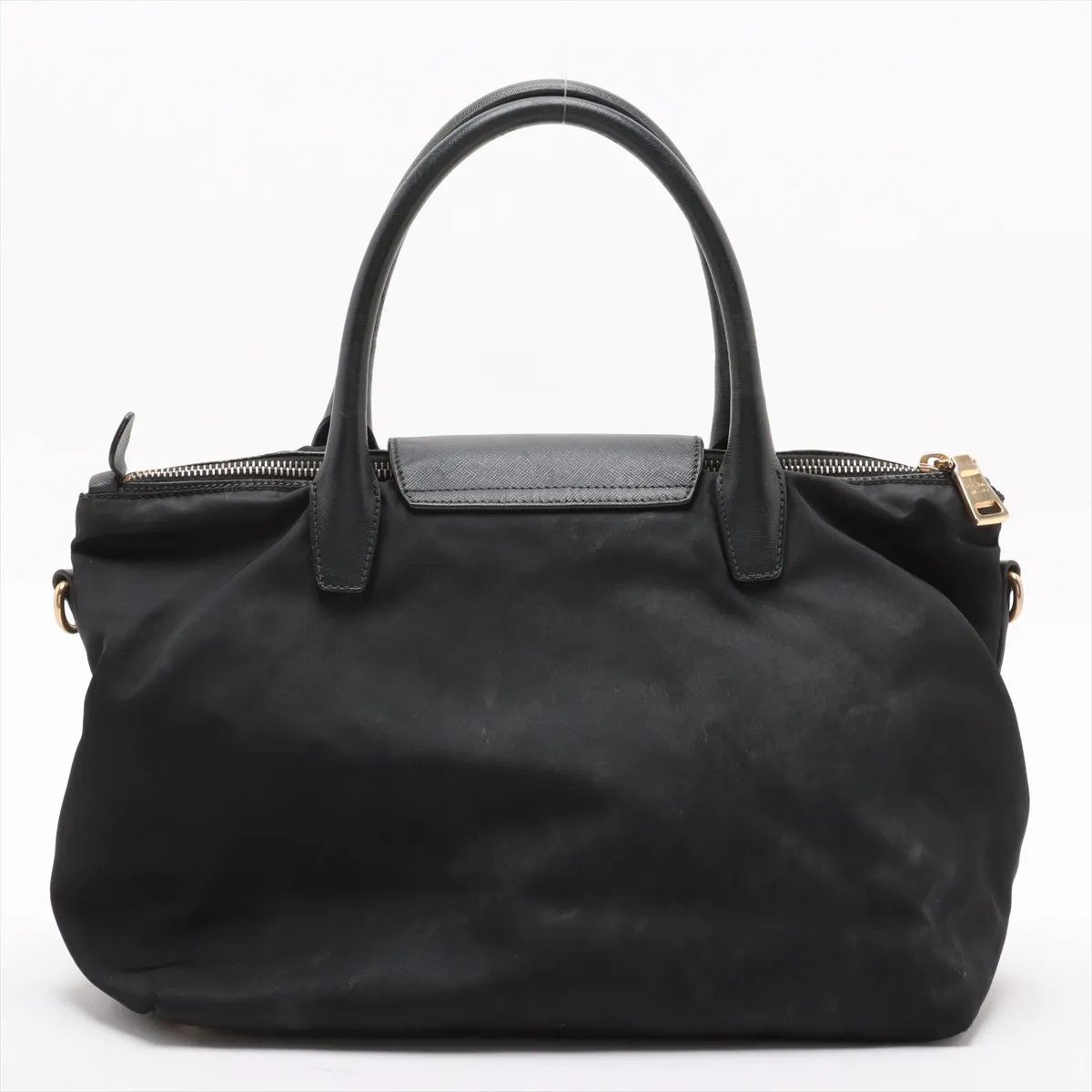 プラダ テスート ナイロン サフィアーノ レザー トート バッグ 肩掛け ショルダー ハンド ブラック レディース MMM CY51-6