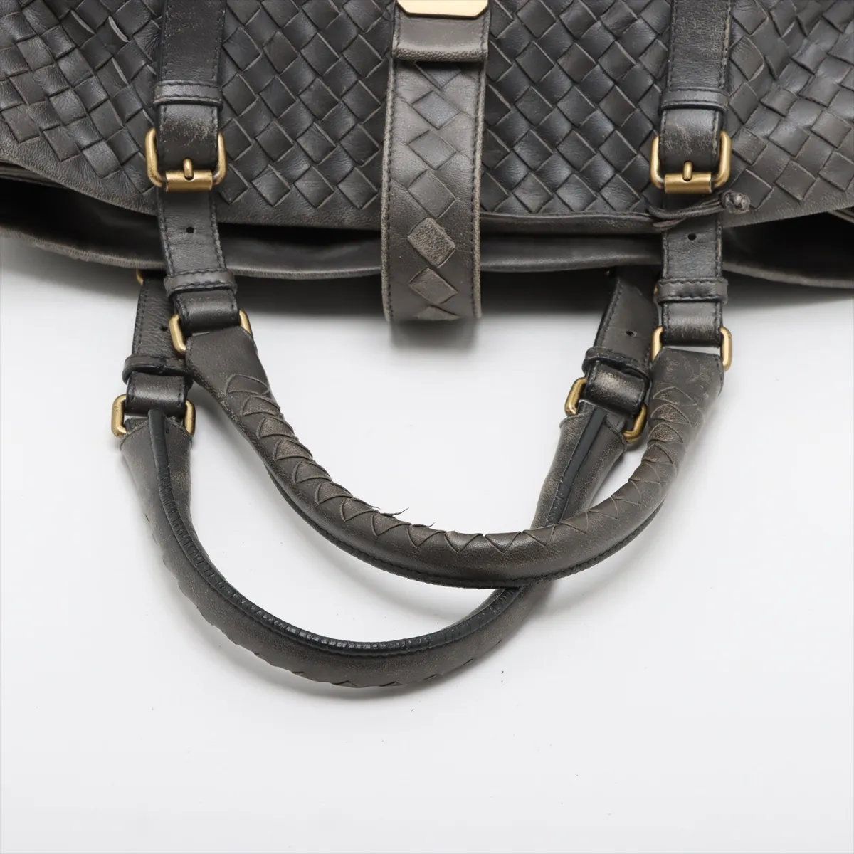 【大好評販売！】 ボッテガヴェネタ イントレチャート レザー トート バッグ 肩掛け ショルダー ハンド 本革 グレー レディース MMM CY51-8 ランニング