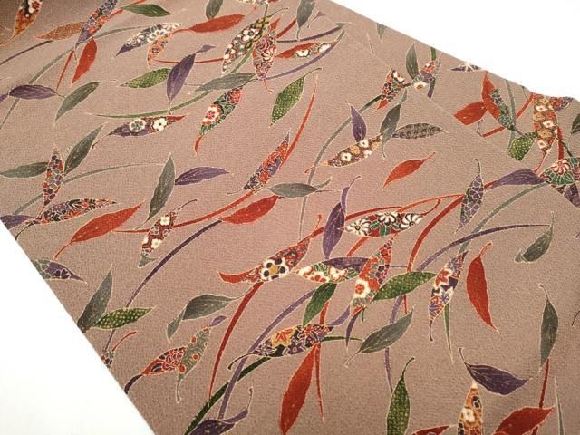 平和屋着物 全通柄 九寸名古屋帯 型染め 草花文 金彩 正絹 hy