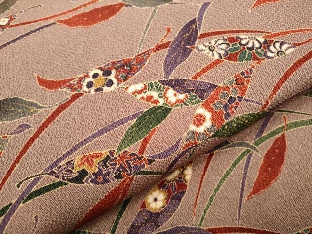  平和屋着物 全通柄 九寸名古屋帯 型染め 草花文 金彩 正絹 hy 名古屋帯 帯