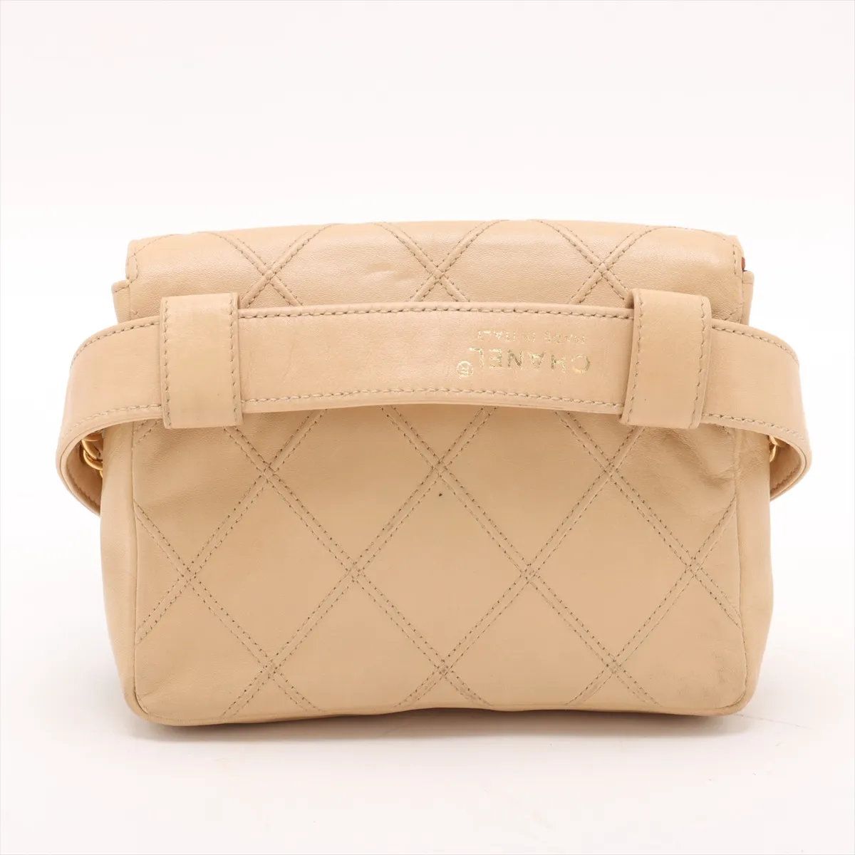 シャネル ビコローレ ラムスキン ココマーク ベージュ レザー 2WAY ボディバッグ ウエストポーチ 本革 レディース MMM CY52-2