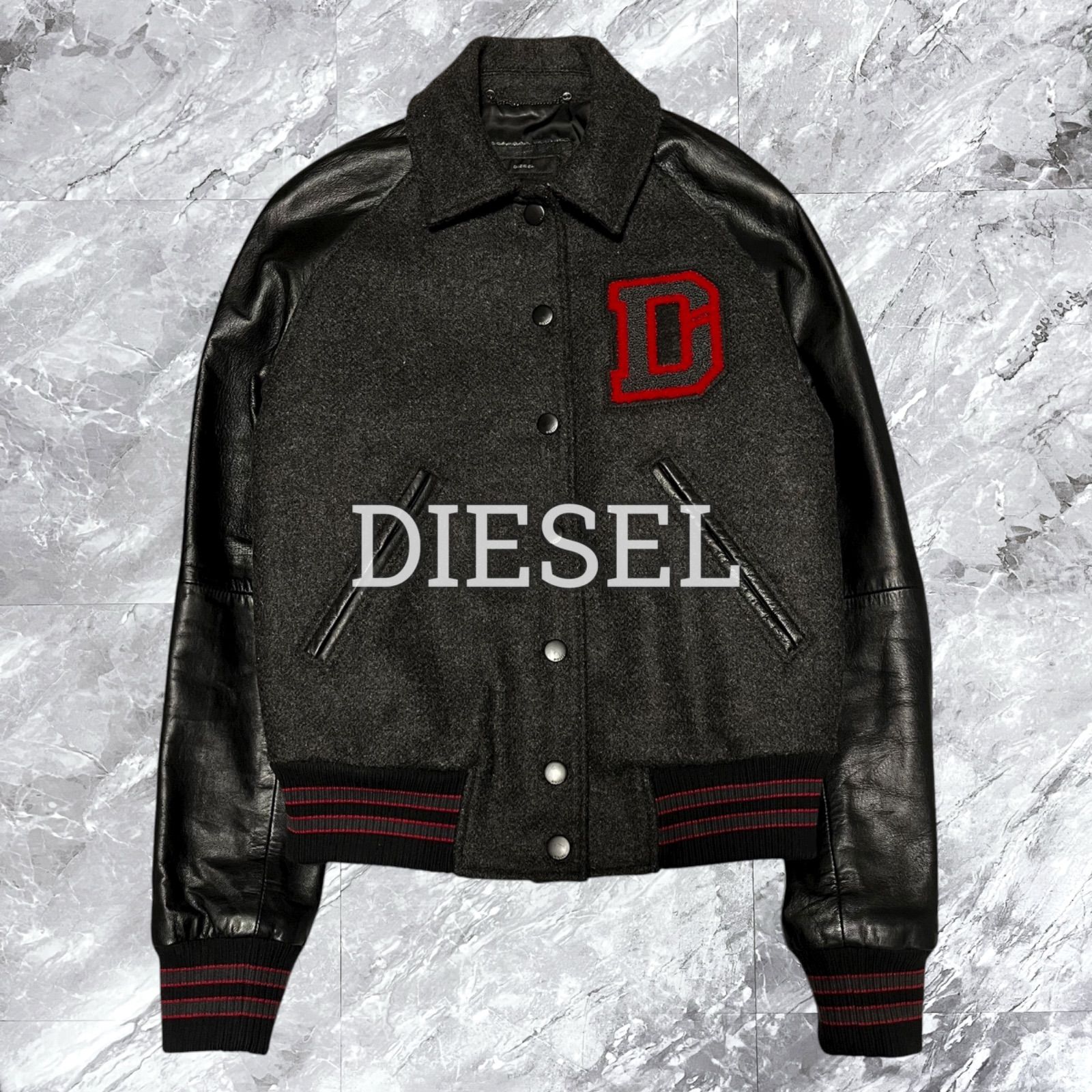 DIESEL ディーゼル スタジャン スタジアムジャンパー ウール レザー