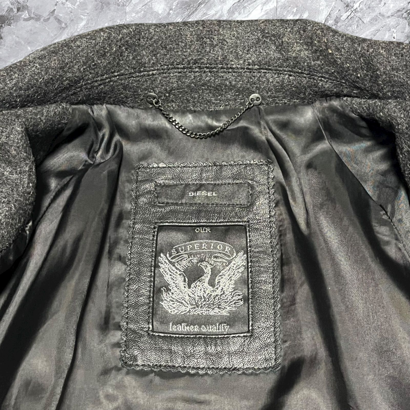 DIESEL ディーゼル スタジャン スタジアムジャンパー ウール レザー