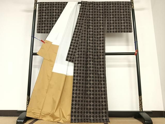  平和屋着物 本場大島紬 カタス7マルキ 花菱文 正絹 zg 紬 着物