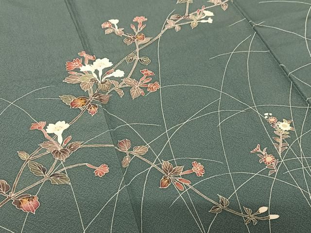 平和屋着物○京加賀友禅 百貫達雄 訪問着 枝花文 暈し染め 正絹 逸品