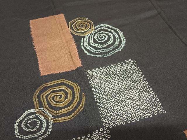 平和屋着物●ファッションデザイナー　HIROKO KOSHINO　コシノヒロコ　訪問着　駒刺繍　絞り　渦巻き　正絹　逸品　AABC5014zg 平和屋着物○ファッションデザイナー HIROKO KOSHINO コシノヒロコ