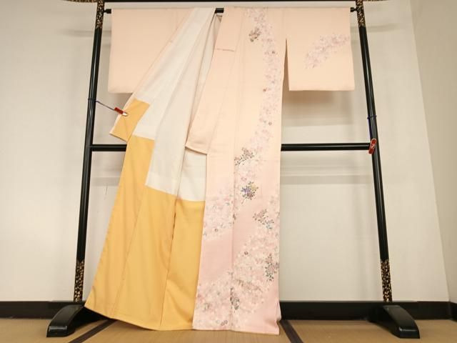 平和屋着物 訪問着 刺繍 草花文 暈し染め 正絹 zg