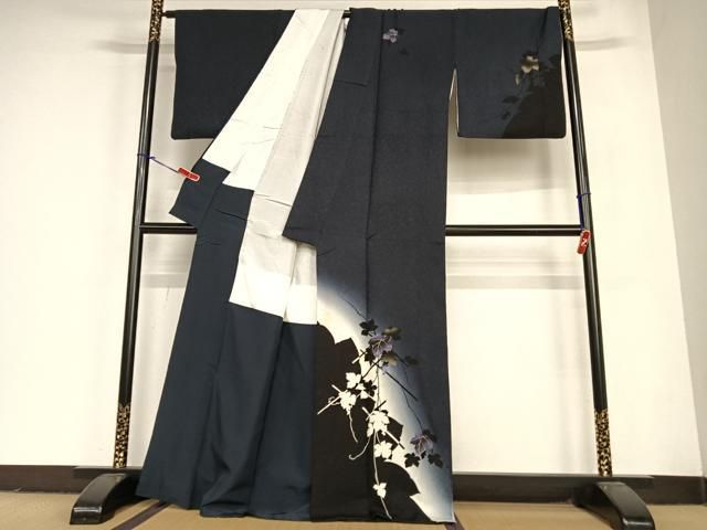 平和屋着物 訪問着 葡萄蔦の葉シルエット 暈し染め 金彩 正絹 zg