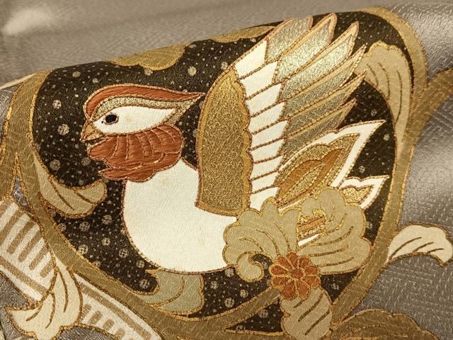  平和屋着物 訪問着 駒刺繍 鳳凰花唐草文 金彩 正絹 zg 黒留袖 着物