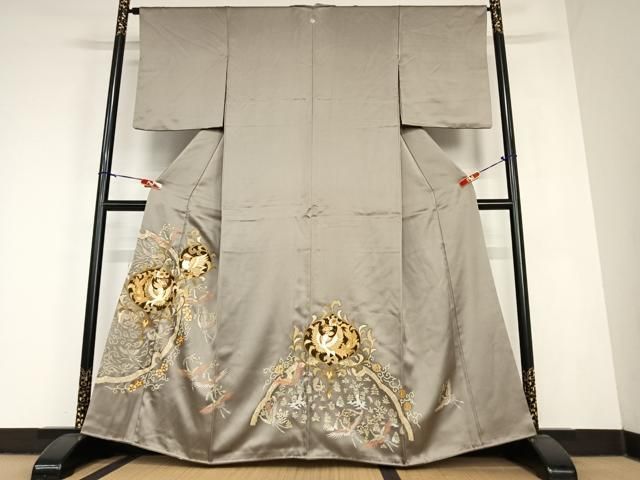 平和屋着物 訪問着 駒刺繍 鳳凰花唐草文 金彩 正絹 zg