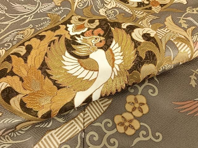 鳳凰花唐草文 金彩